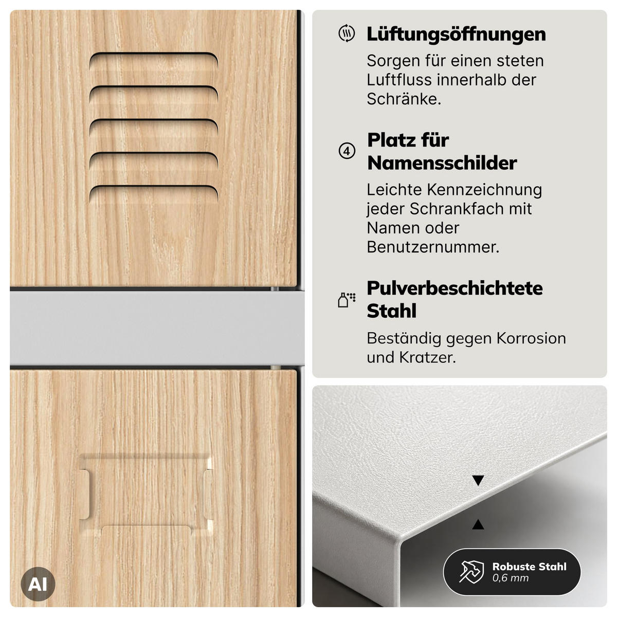 ARBEITSSCHUTZ-SPINDSCHRANK ROBERT 172x136x45 cm - Grau/Sonoma Eiche, Metall (136/172/45cm) - Jan Nowak