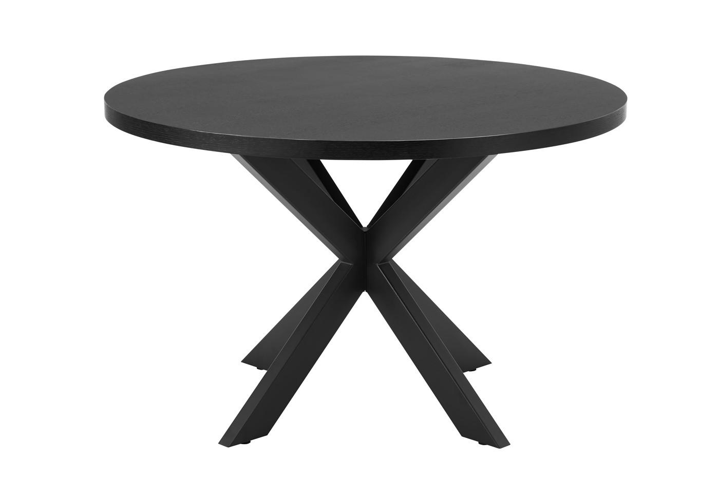 ESSTISCH rund aus Eichenholz 120cm, schwarz - Schwarz, Holz/Metall (120/120/75cm) - Giga Meubel