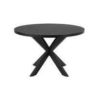 ESSTISCH rund aus Eichenholz 120cm, schwarz - Schwarz, Holz/Metall (120/120/75cm) - Giga Meubel