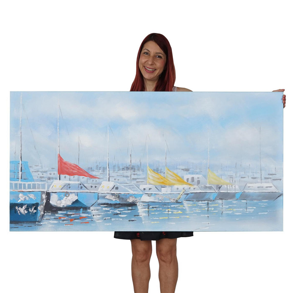 ÖLGEMÄLDE BOOTE HANDGEMALT Mehrfarbig - Multicolor, Textil (140/70cm) - MCW