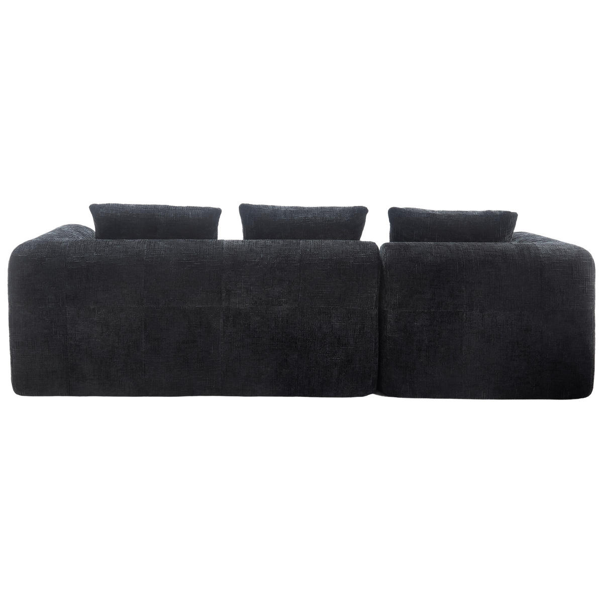 ECKSOFA DE-33626 L-Form mit Ottomane Schwarz - Schwarz, Textil (250/158cm) - ComfortXL