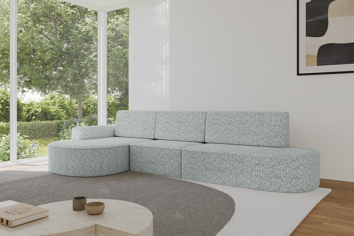 ECKSOFA mit Schlaffunktion Ottomane Links MARI L2-S 368X167X85 Grün Velours - Smaragdgrün/Schwarz, Holzwerkstoff/Kunststoff (368/167cm) - ALTDECOR