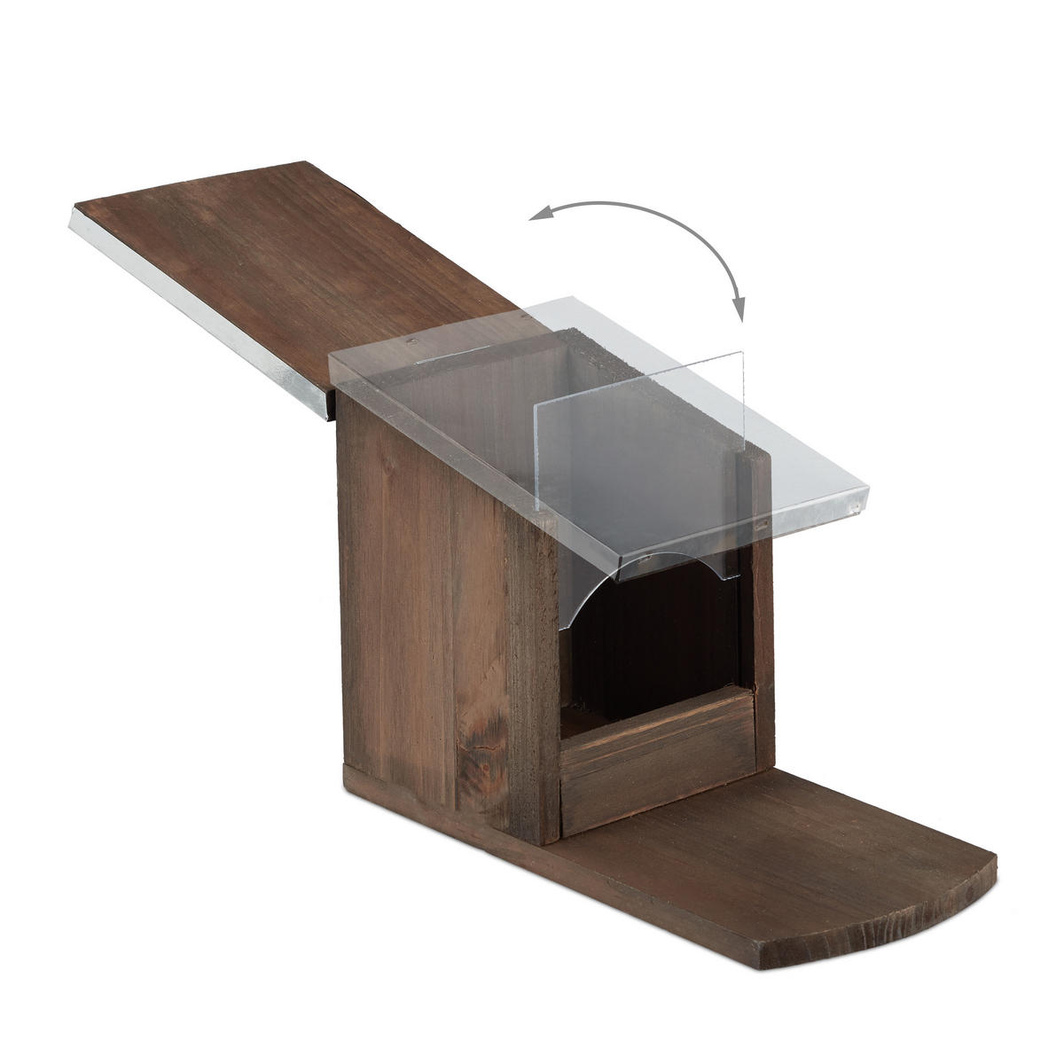 EICHHÖRNCHEN Futterhaus - Dunkelbraun, Holz/Kunststoff (12/18/25cm) - Relaxdays