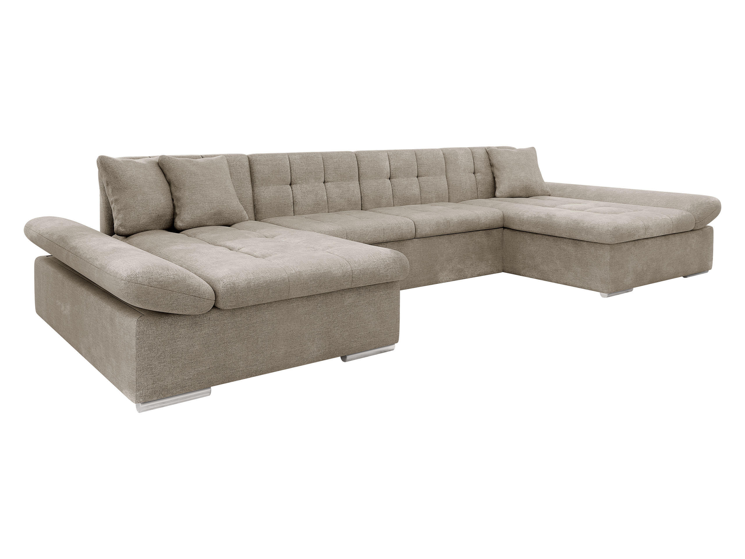 WOHNLANDSCHAFTEN Alia - Taupe/Chromfarben, Holz/Kunststoff (360/75/160cm) - MIRJAN24