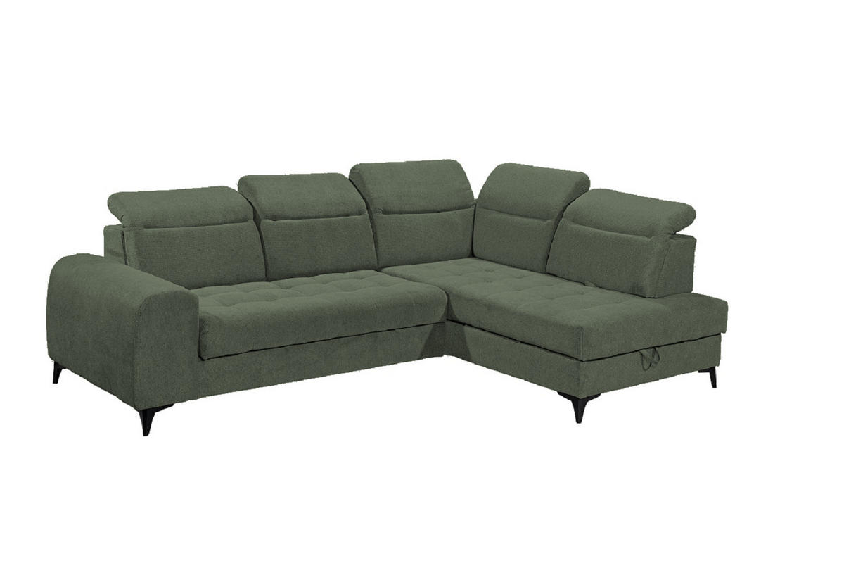 ECKSOFA mit elektrischer Sitztiefenverstellung - Grün, Kunststoff/Textil (200/282cm) - ed exciting design