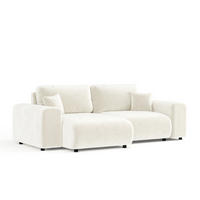 ECKSOFA Zanzibar Creme Samtstoff - Creme/Schwarz, Holz/Holzwerkstoff (237/144cm) - Maison de Reve
