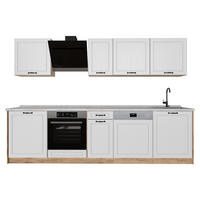 KUCHYNKA R-Line, Biely vidiecky dom/Dub Goldkraft, 280 cm Marmori työtaso - biela/dub medový, kompozitné drevo (280/206.8/60cm) - Vicco