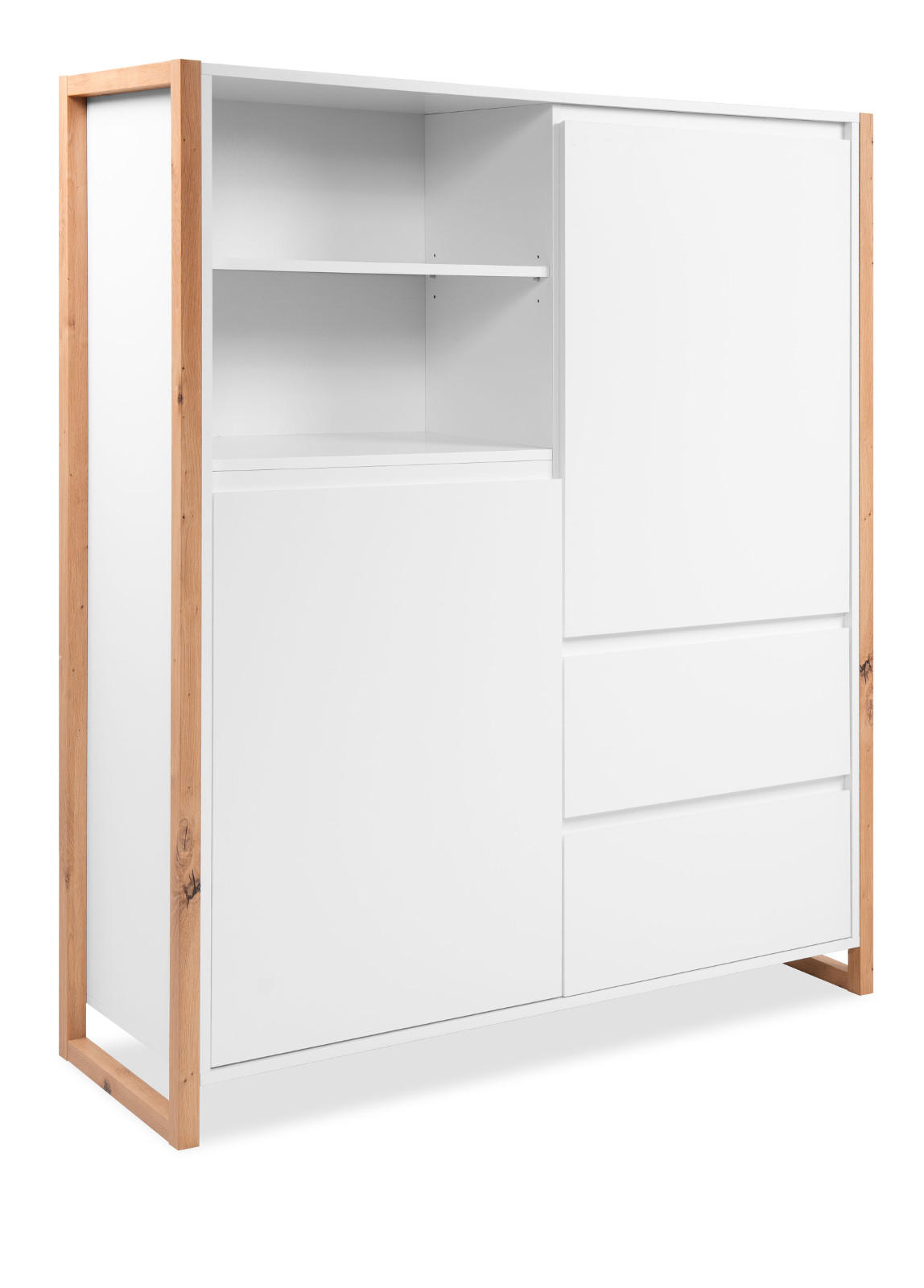 Furn.Design Highboard Weiß, Eiche Artisan 120x139x40 cm