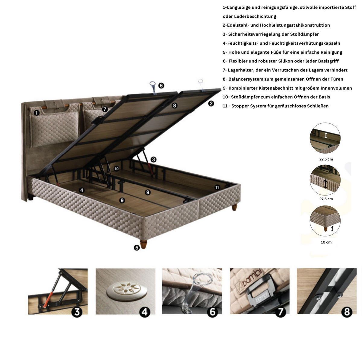 BOXBETT 180x200 Magnasand Therapy - Braun, Holz (180/200cm) - Bambi