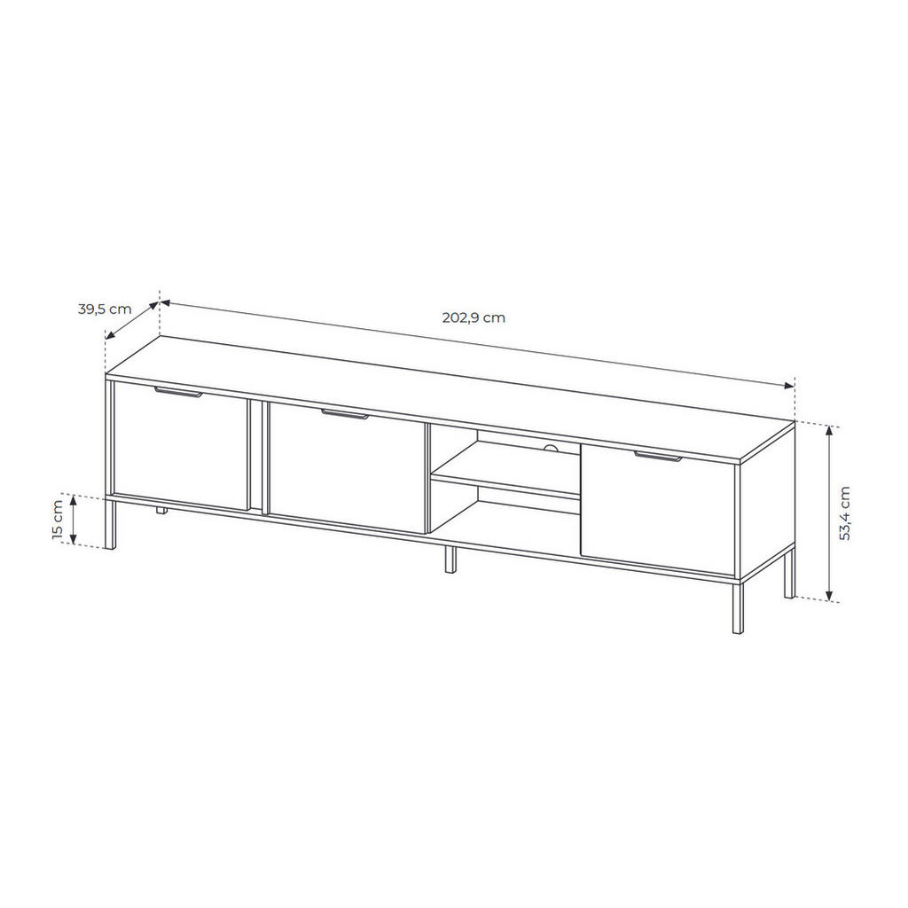 Thumbnail - Feldmann-Wohnen Lowboard, Anthrazit, Holz, 1 Fächer, Rechteckig, 202.9x53.4x39.5 cm, Wohnzimmer, Wohnwände, Lowboards, L...