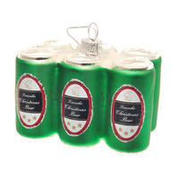 CHRISTBAUMSCHMUCK Six-Pack Lauscha Bier Grün 9cm (Glas / 1 Stk.) - Grün, Glas (9/7/6cm) - Krebs Glas Lauscha
