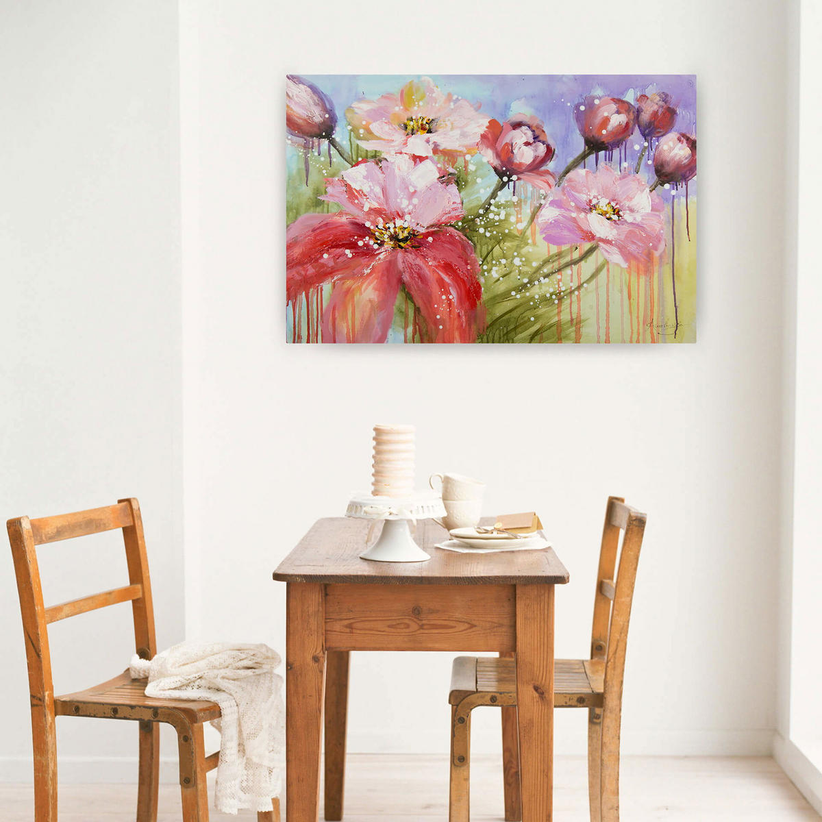 ACRYLBILD HANDGEMALT 90/60 cm - Pink, Holz/Textil (1.5/60cm) - KUNSTLOFT
