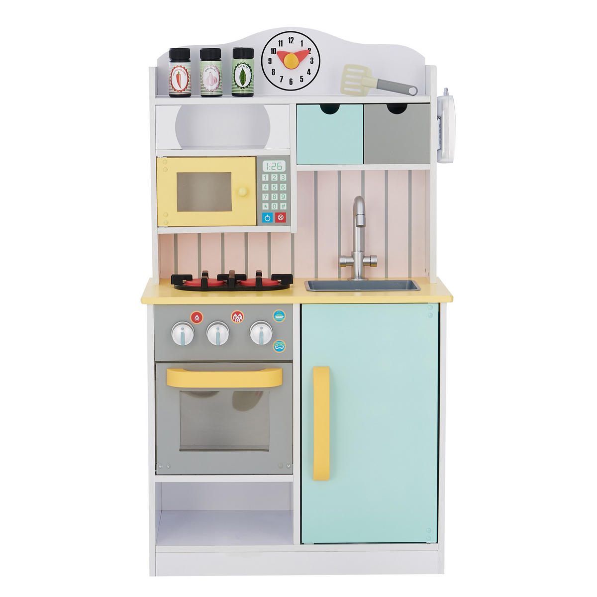 KINDERKÜCHE Spielküche, Grün/Gelb, 90cm - Grün, Holzwerkstoff (55/30/90cm) - Teamson Kids