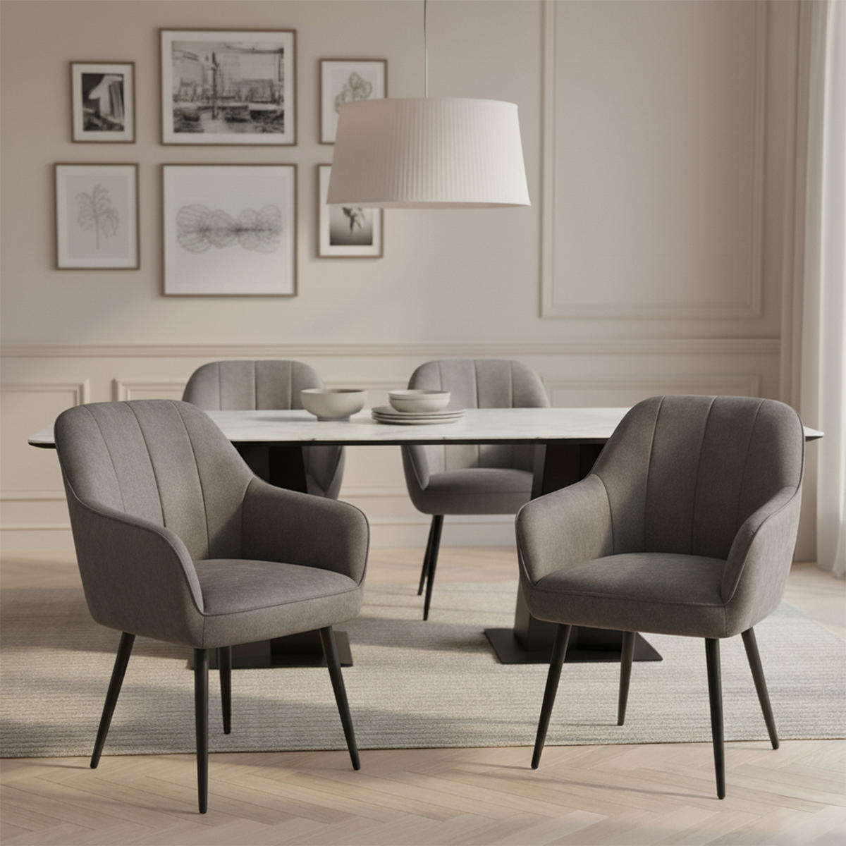 ESSZIMMERSTUHL Mika-Pia - Taupe/Schwarz, Textil/Metall (60/87/65cm) - DUBI Möbel