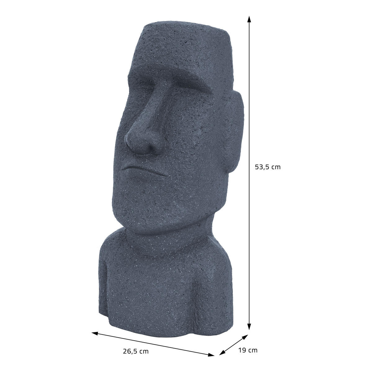 MOAI RAPA NUIL KOPF STATUE Grau 53,5 cm - Grau, Kunststoff (19/53.5/26.5cm) - ECD-Germany