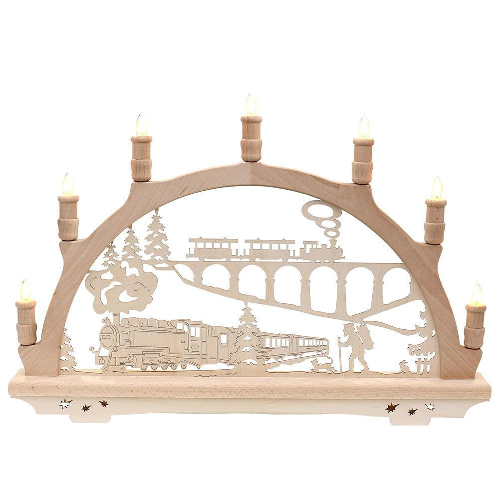 SCHWIBBOGEN Eisenbahn 7-flammig - Multicolor, Holz (0.1/1/0.1cm) - Dekoteam24