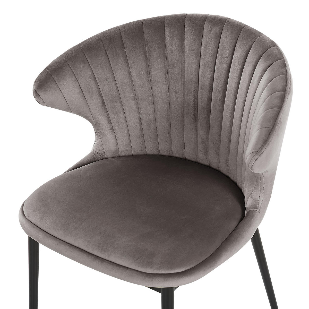 ESSZIMMERSTUHL 2er-Set Samtstoff Grau Augusta - Grau, Textil/Metall (59/81/50cm) - Beliani
