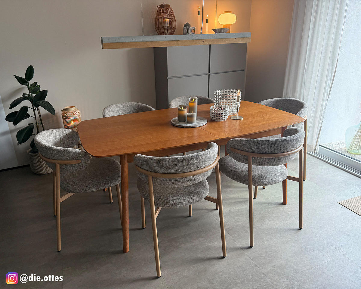 POLSTERSTUHL - 2er-Set - Strukturstoff / Edelstahl - Beige, Textil/Metall (55/80/57cm) - home24