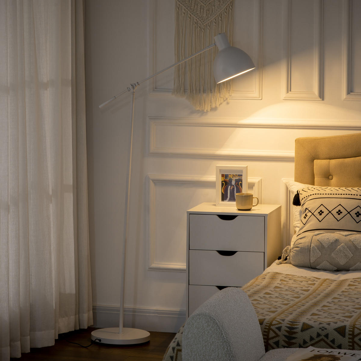 STEHLAMPE höhenverstellbar, 40 W Standlampe exkl. Weiß - Weiß, Metall (30/30/155cm) - HOMCOM