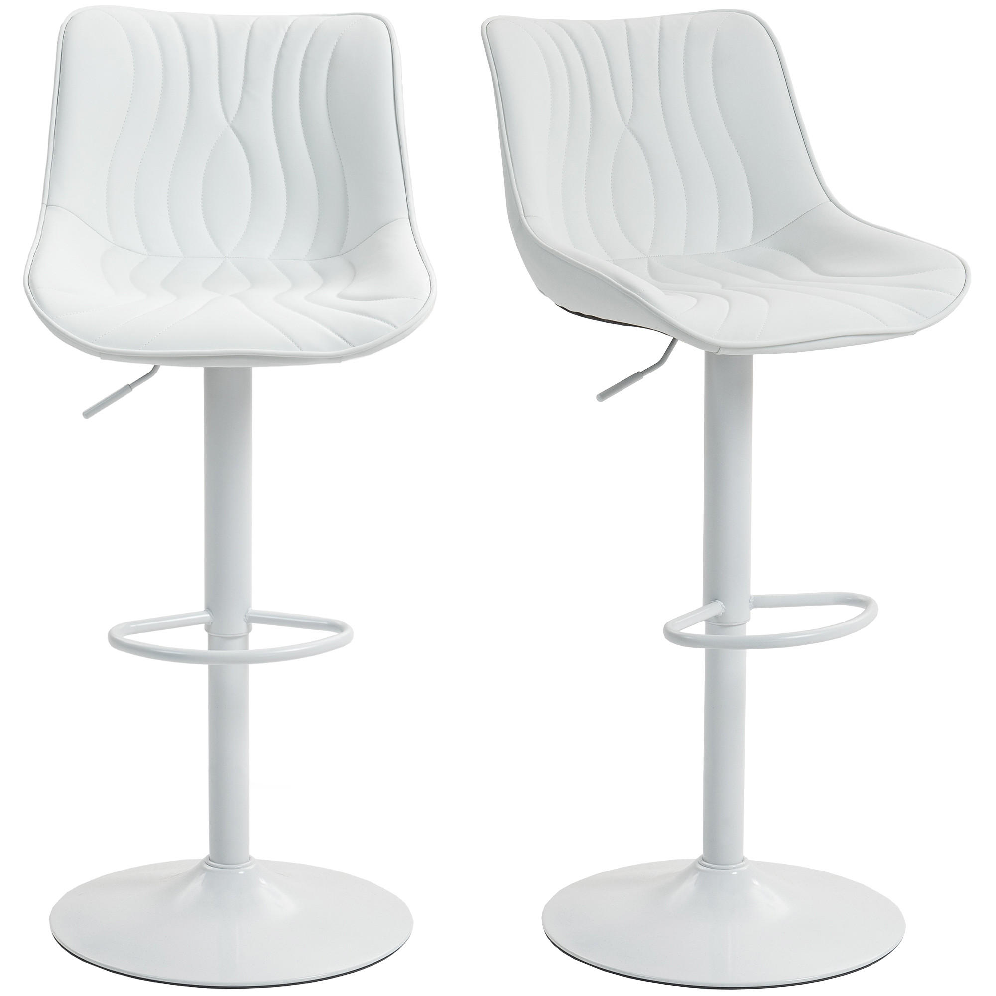 BARHOCKER 2er-Set DE-14774 höhenverstellbar & 360° schwenkbar Weiß - Weiß, Metall (47.5/110/54cm) - ComfortXL