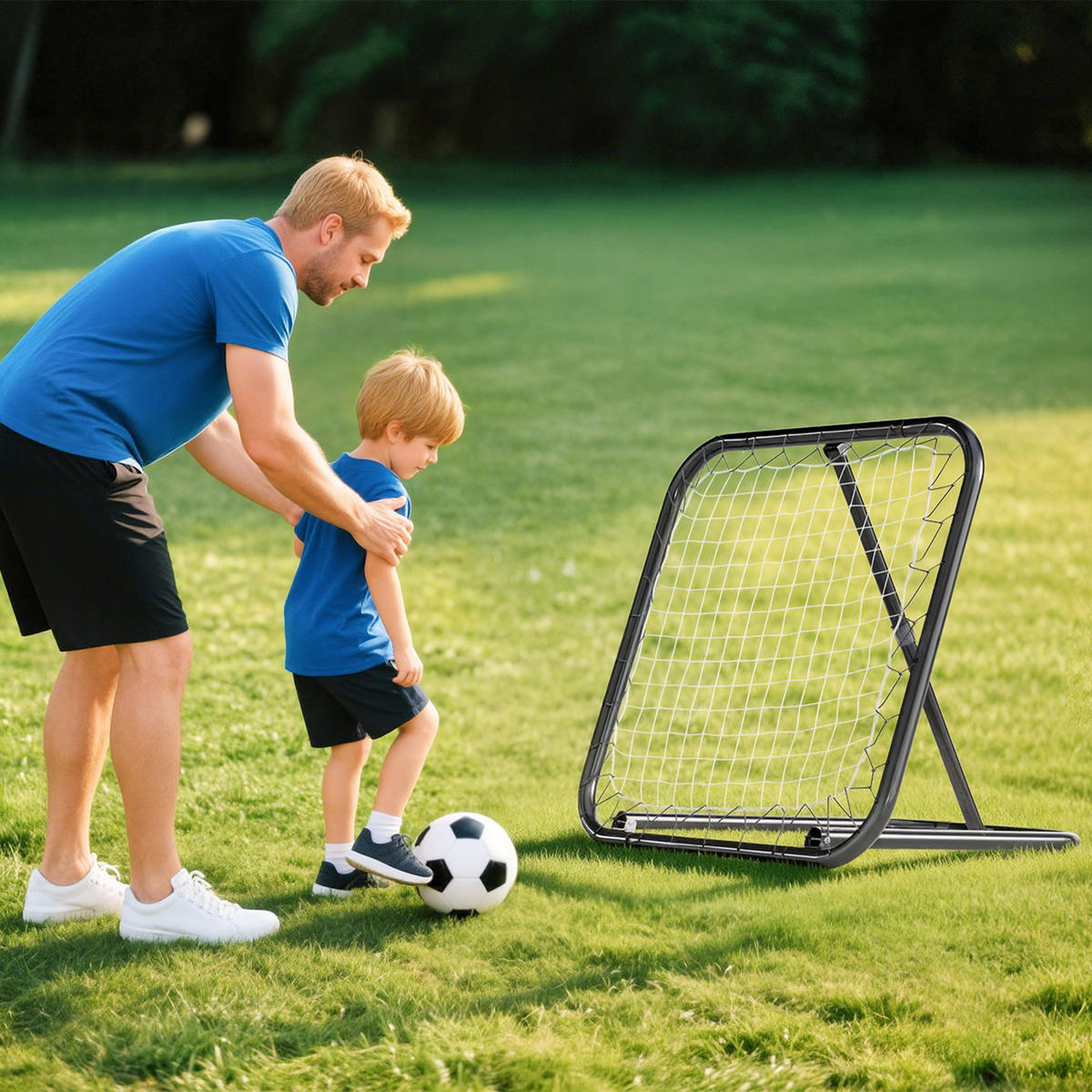 REBOUNDER für Fussball DE-10405 78x84 cm, 5-fach verstellbar Weiß - Schwarz, Metall (84/78cm) - ComfortXL