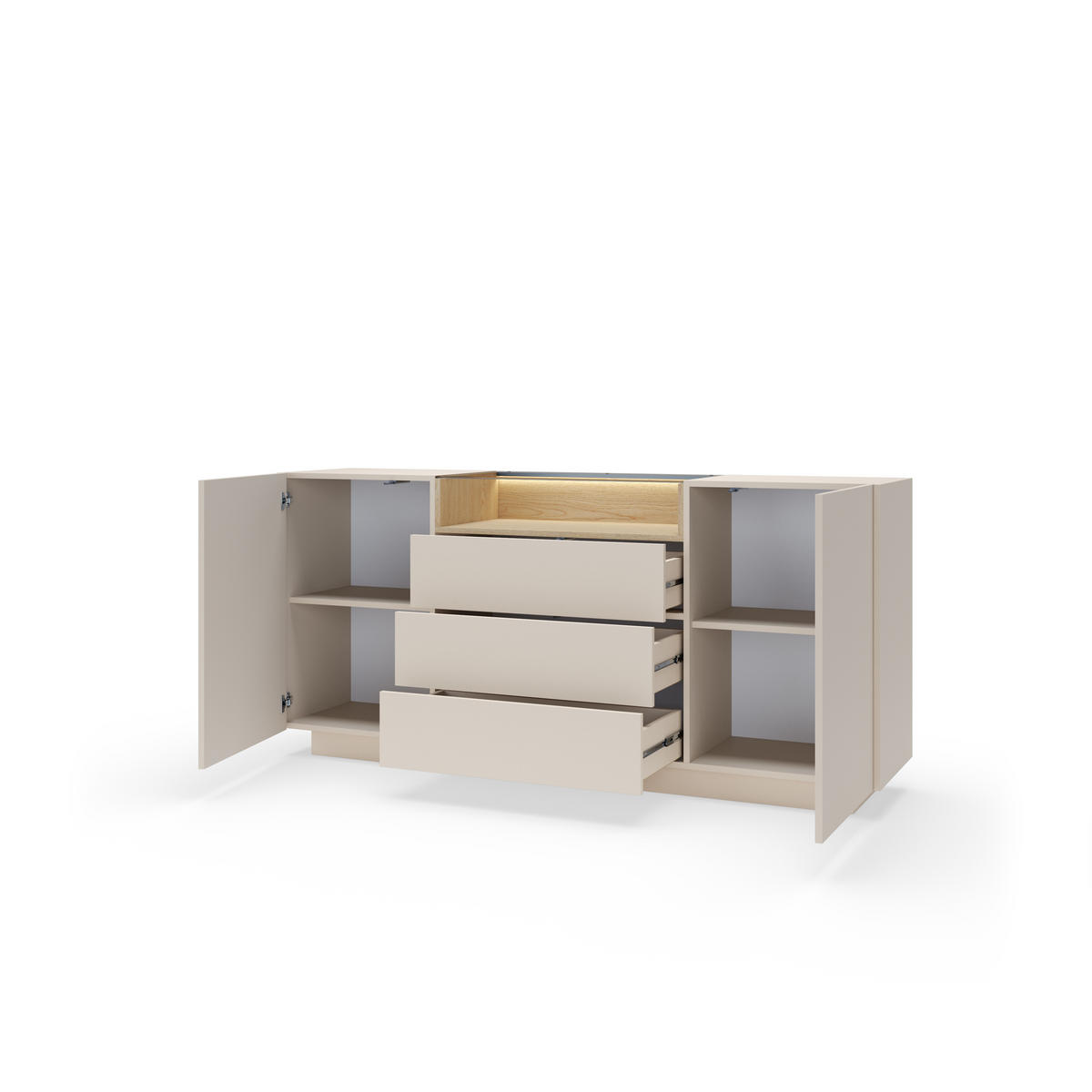 KOMMODE: beige + cremona Eiche, 176,4 x 83 x 39,5 cm - Beige, Holzwerkstoff (176.4/83/39.5cm) - 3XE LIVING