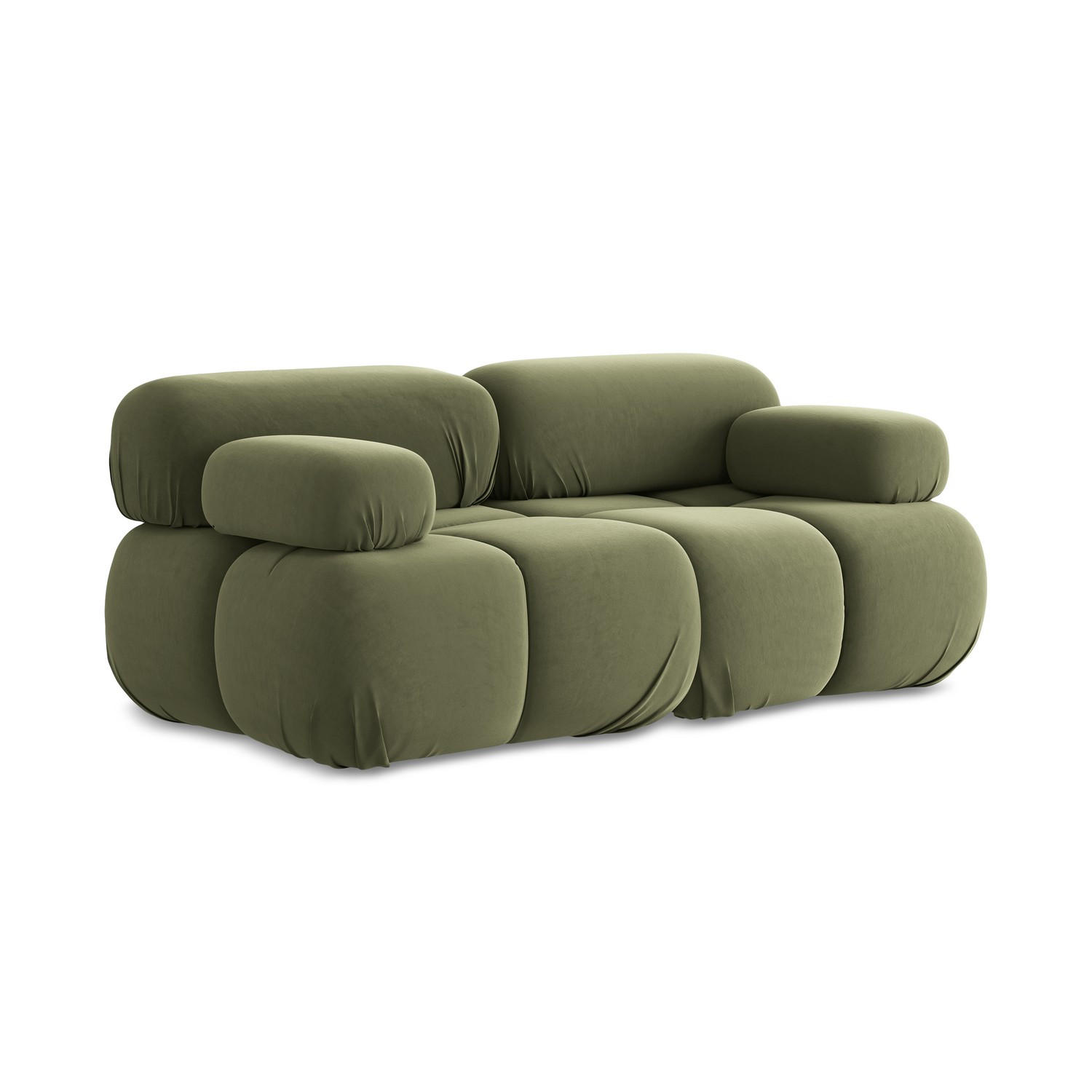 2-SITZER-SOFA Samt Stoff Grün - Schwarz/Olivgrün, Kunststoff/Textil (190/70/96cm) - LaMiaSofa