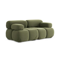 2-SITZER-SOFA Samt Stoff Grün - Schwarz/Olivgrün, Kunststoff/Textil (190/70/96cm) - LaMiaSofa