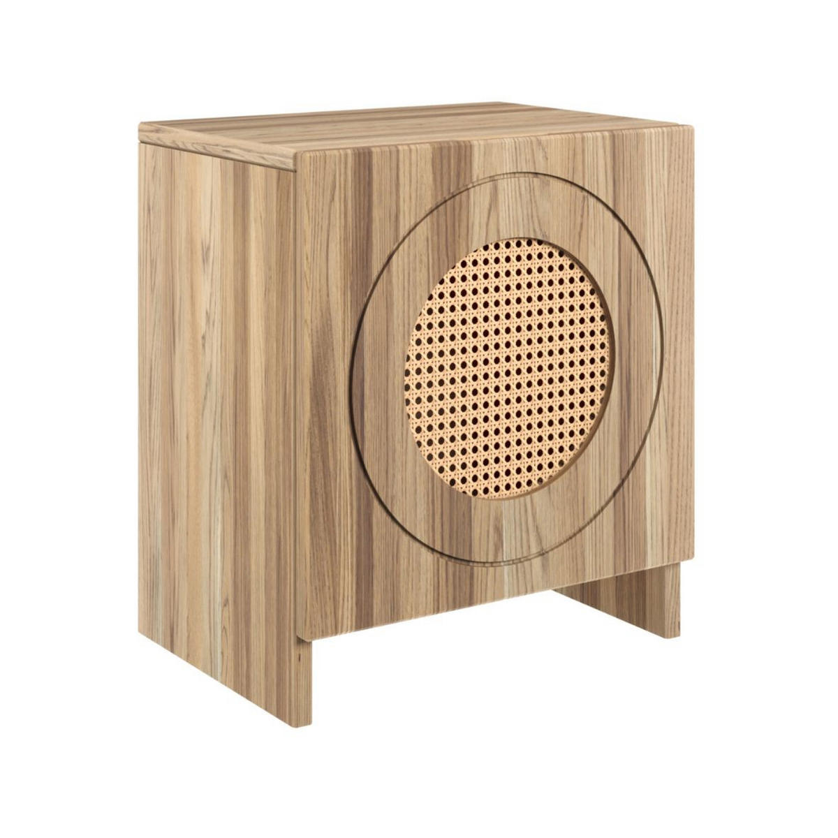 MASSIVHOLZNACHTTISCH Harmark mit Rattan-Detail, Eiche Antik - geölt - Eiche Wotan, Eichenholz/Holz (44/50/34cm) - Skandica