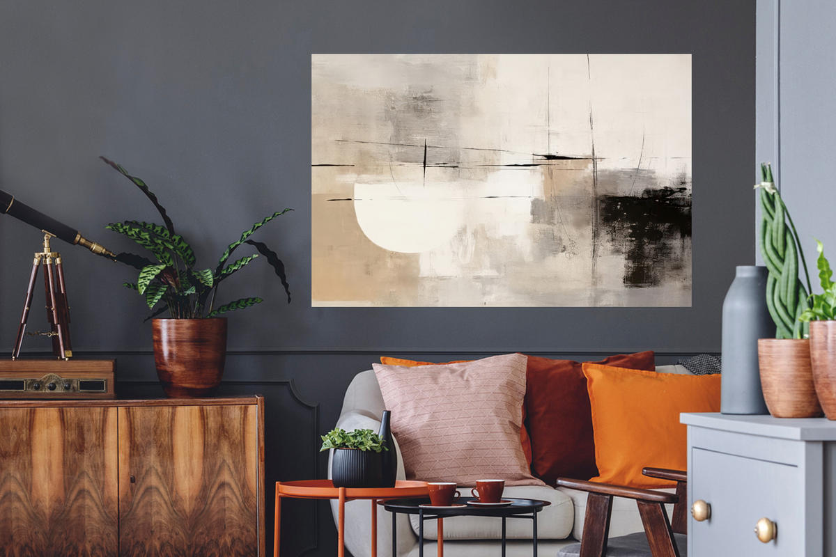 WANDTATTOO Abstrakt - Kunst - Grau 120x80 cm - Hellgrau, Kunststoff (120/80/0.1cm) - MuchoWow