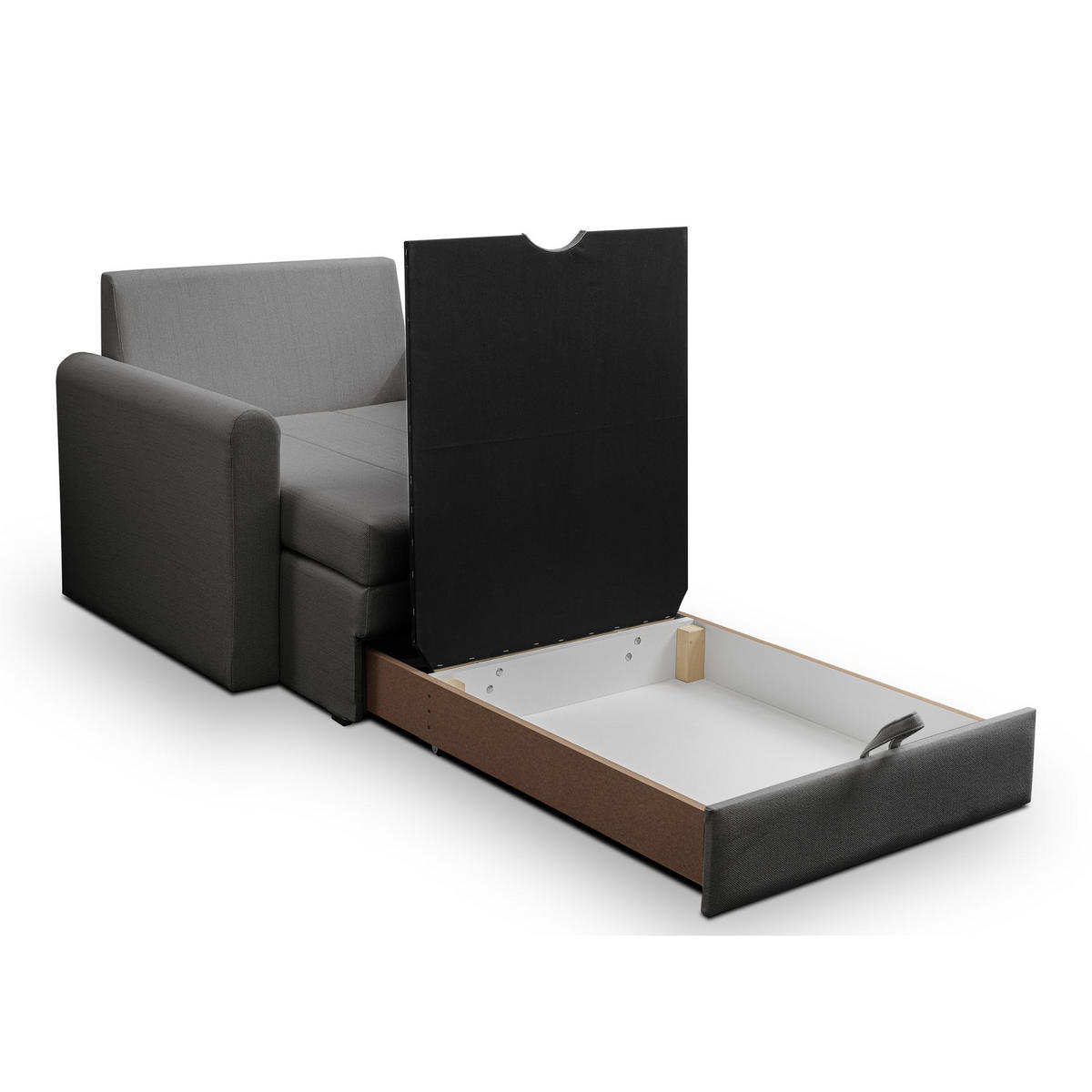 SCHLAFSESSEL Dejano Dunkelgrau 75x196 cm - Dunkelgrau/Schwarz, Holz/Textil (103/90/115cm) - Selsey