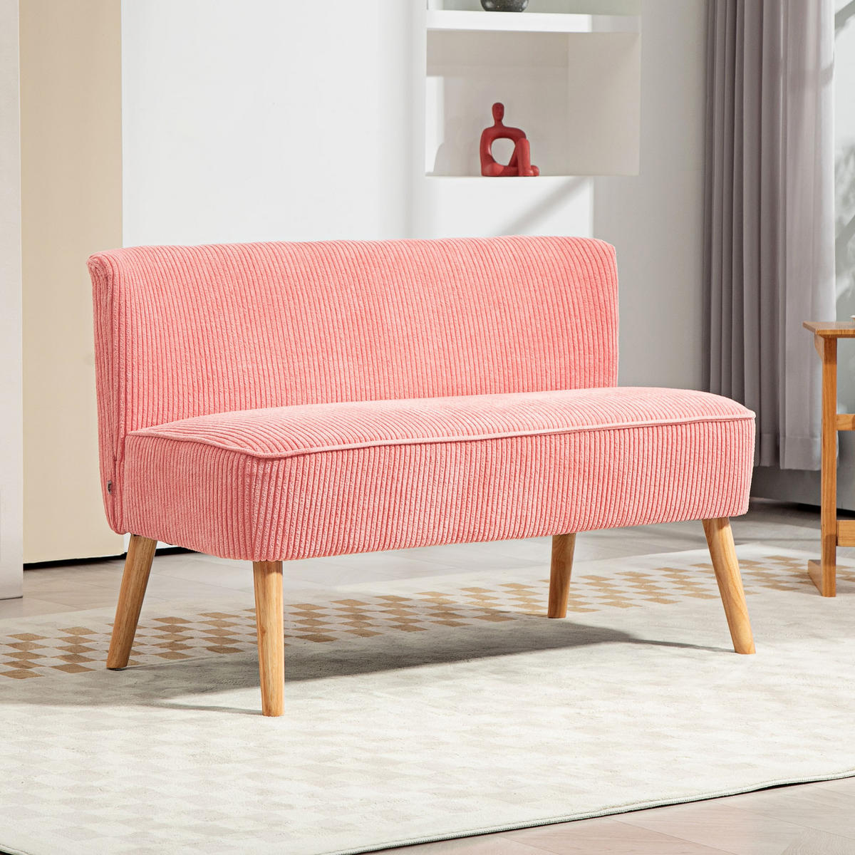 2-SITZER Sofa Polstersofa Doppelsofa Zweisitzer Sofa Cordartiges Polyester Rosa - Rosa, Kunststoff (56.5/77/117cm) - HOMCOM