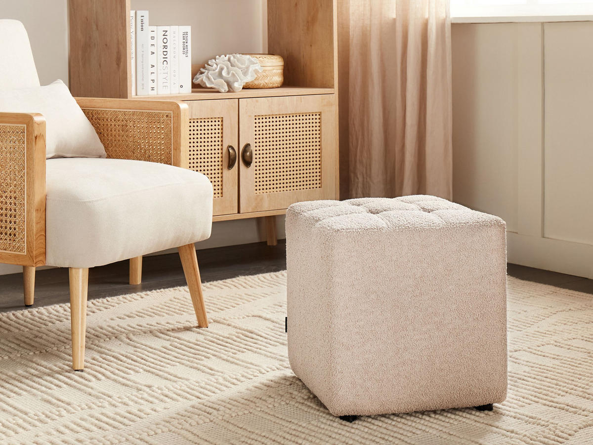 POUF Beige Kansas - Beige, Textil (38/39/38cm) - Beliani