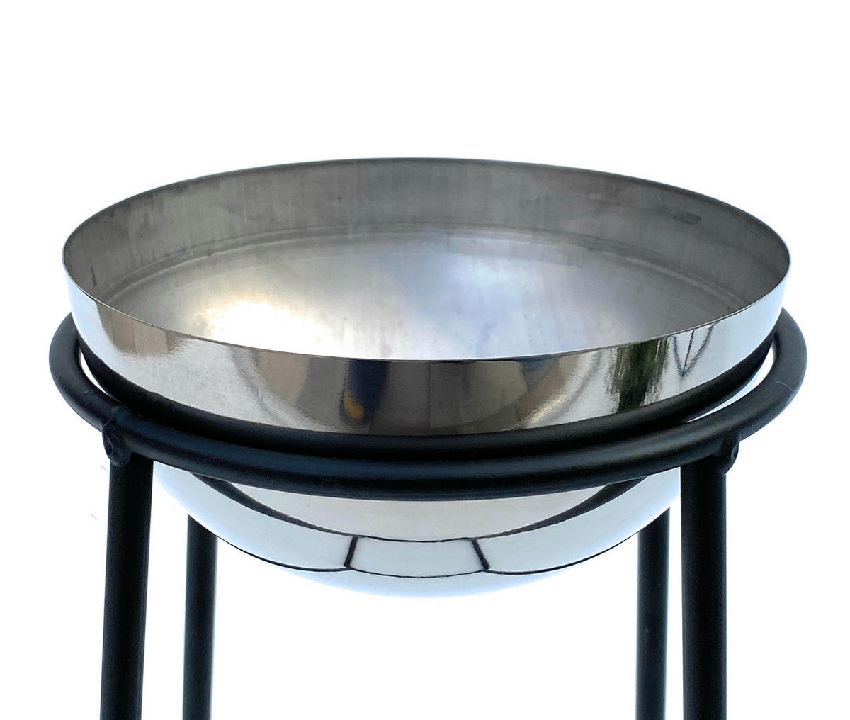 BLUMENHOCKER Metall mit Topf Schwarz Silber 43,5 cm Blumenständer 96078 S - Schwarz, Metall (17.5/43.5/17.5cm) - DanDiBo