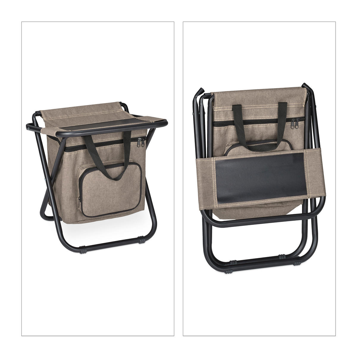 CAMPINGHOCKER - Beige, Textil/Metall (35/60/35cm) - Relaxdays