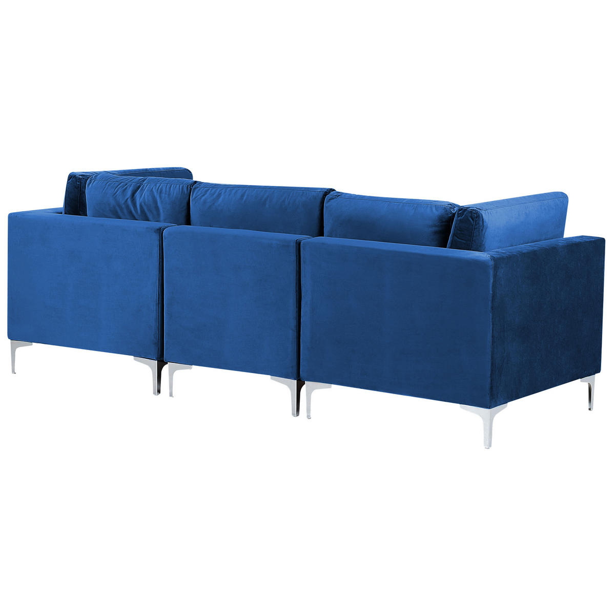 3-SITZER-SOFA Samtstoff marineblau mit Ottomane Evja - Blau, Textil (235/84/85cm) - Beliani
