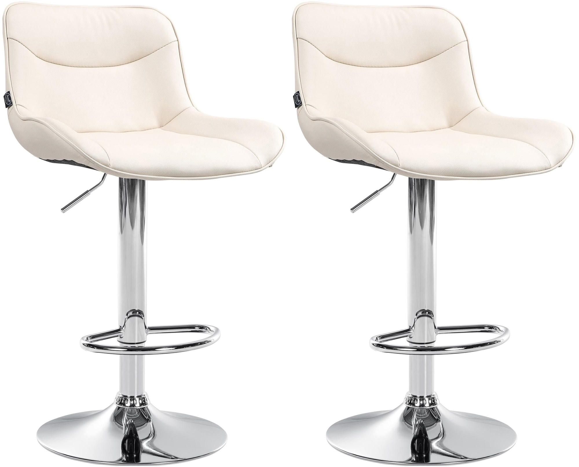 BARHOCKER 2er Set Lederlook creme - Chromfarben/Creme, Textil/Metall (49/85/51cm) - CLP