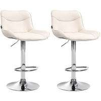 BARHOCKER 2er Set Lederlook creme - Chromfarben/Creme, Textil/Metall (49/85/51cm) - CLP
