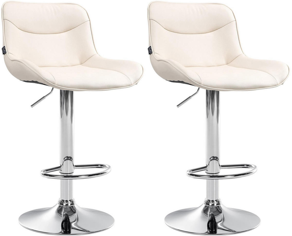 BARHOCKER 2er Set Lederlook creme - Chromfarben/Creme, Textil/Metall (49/85/51cm) - CLP