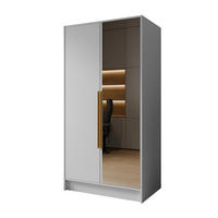DREHTÜRENSCHRANK RENVO 102/200/51 cm Modern Kleiderschrank 2-türig mit Spiegel Weiß - Weiß, Holzwerkstoff (102/200/51cm) - MASSENO