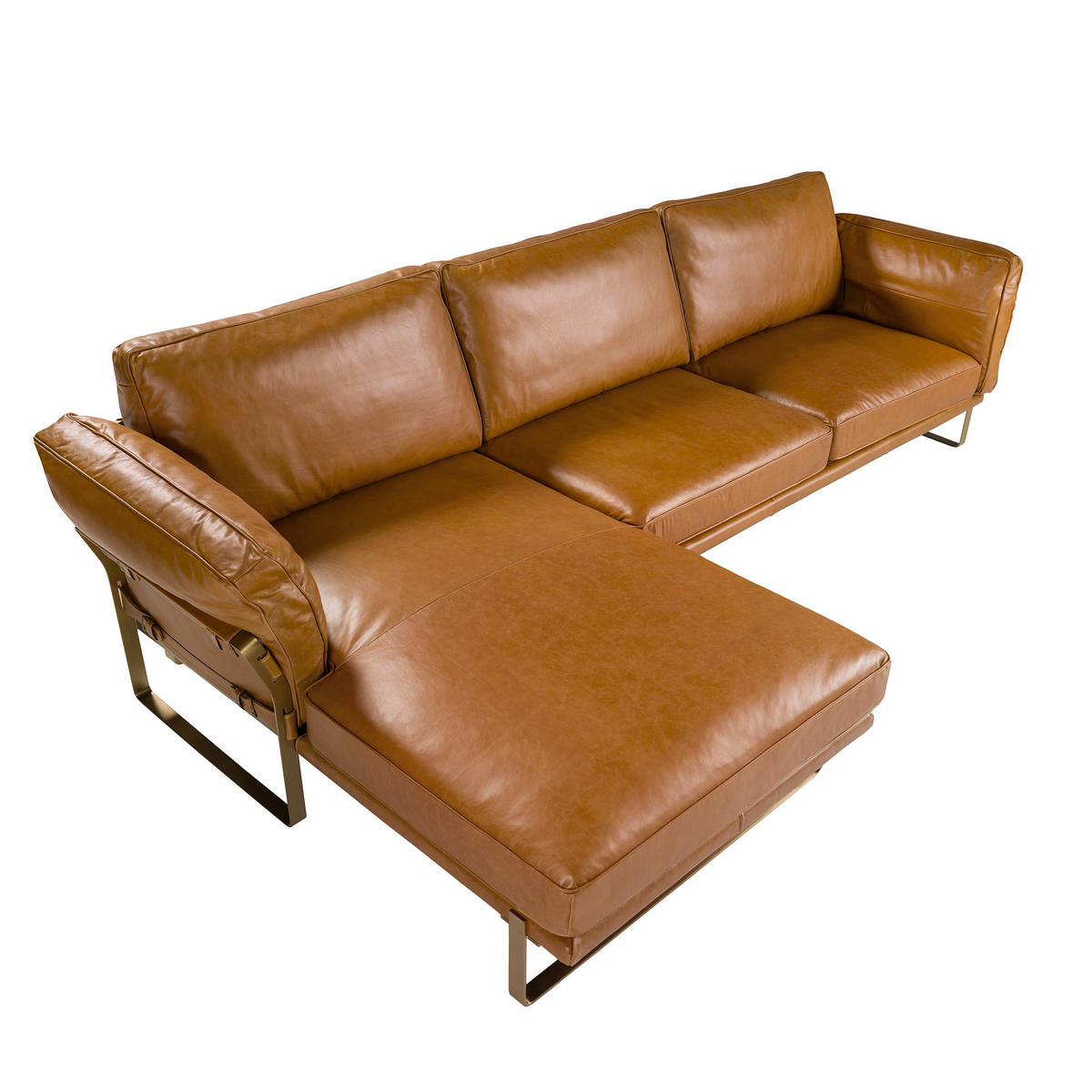 ECKSOFA Kamel Gold 302/166/84 - Braun, Leder (302/166cm) - ANGEL CERDA