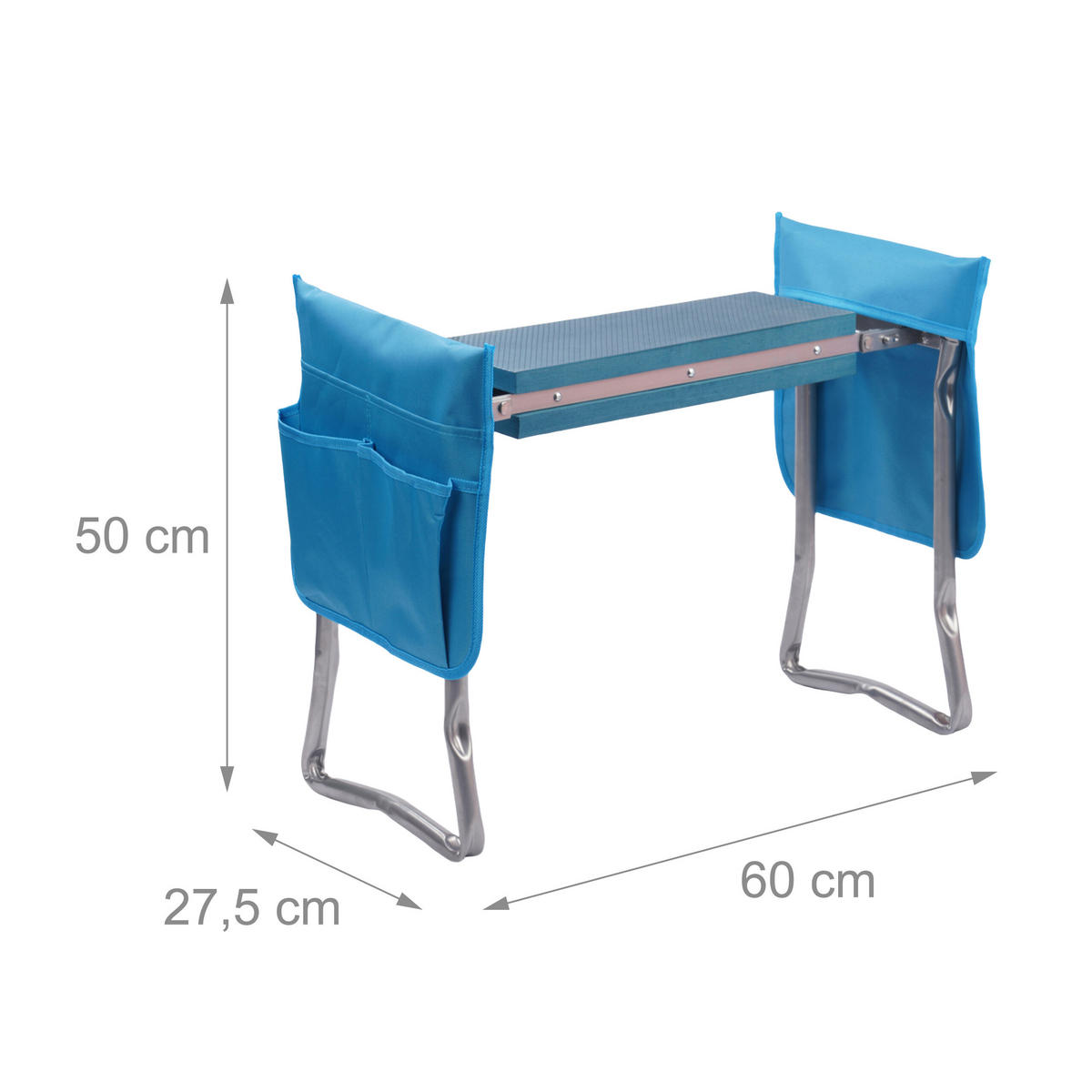 KNIEBANK - Blau, Textil/Metall (60/50/27.5cm) - Relaxdays