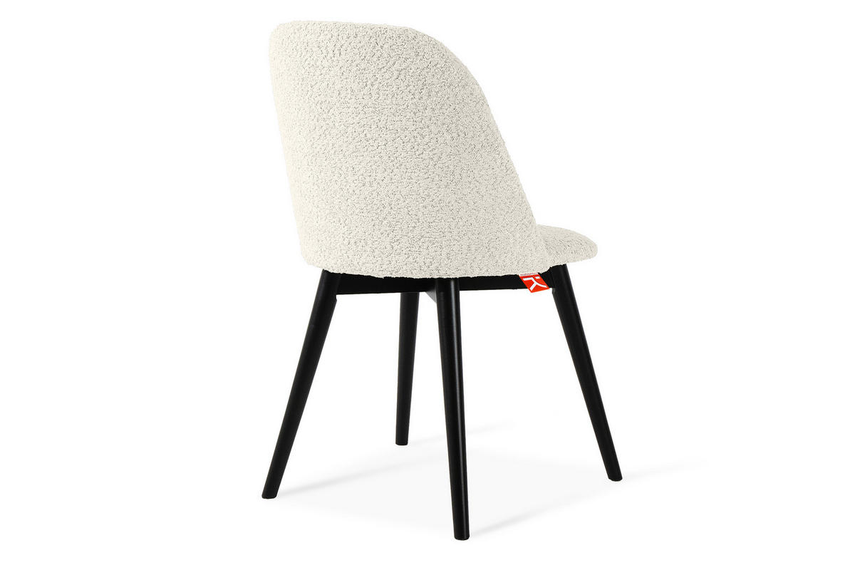 POLSTERSTUHL BAKERI Esstischstühl, 2-er Set, Bouclé - Schwarz/Weiß, Holz/Textil (48/86/44cm) - KONSIMO®