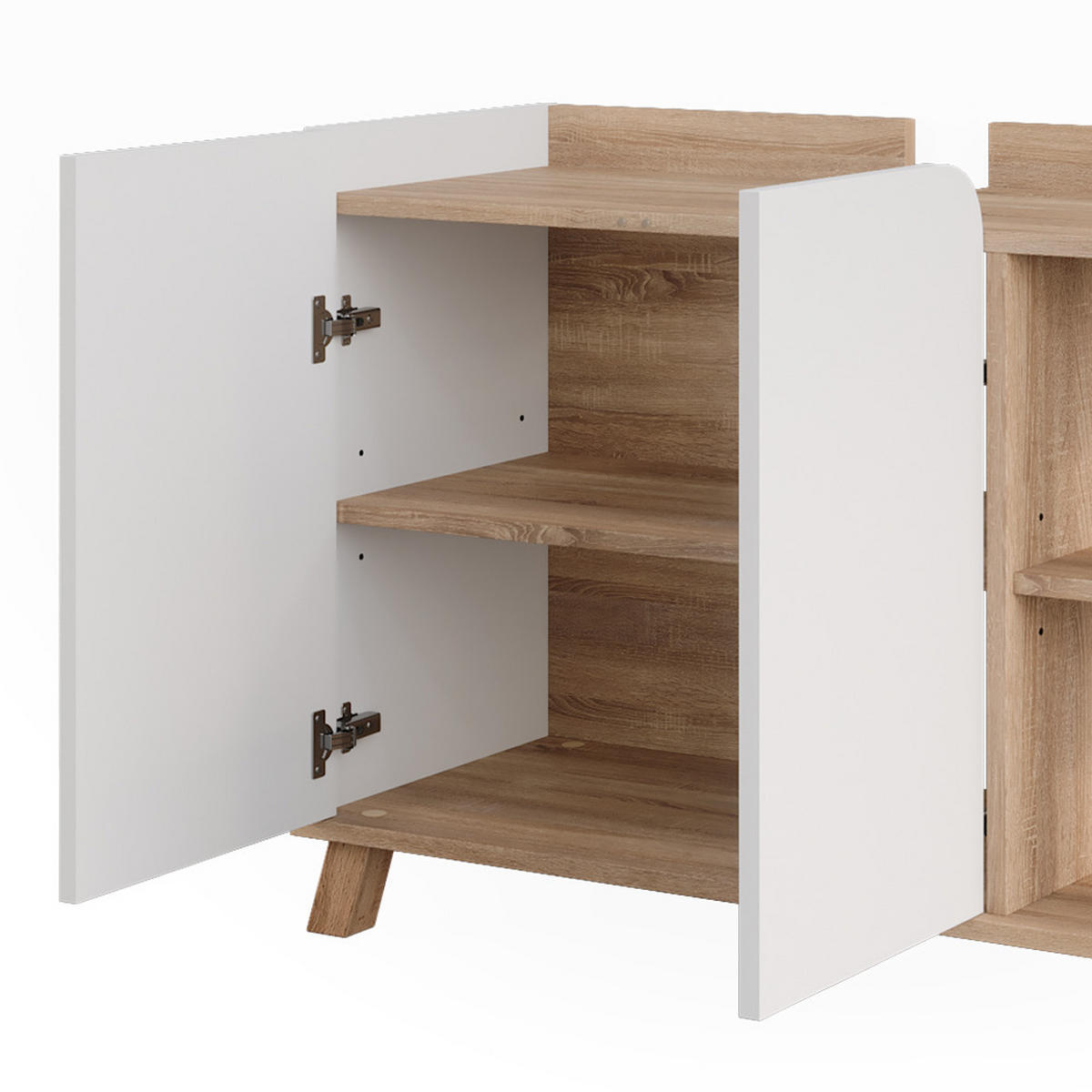 WASCHBECKENUNTERSCHRANK Karen Sonoma/Weiß 80 x 65 cm mit 2 Türen - Weiß/Sonoma Eiche, Holzwerkstoff (80/65/35cm) - Vicco