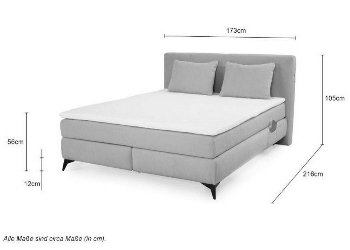 BOXSPRINGBETT 160x00 cm, 7-Zonen-Tonnentaschen-Federkernmatratzen H4, Topper, Bonell-Federkern, Beleuchtung, USB-Ladeports, Chenille Beige / 20014 - Beige/Schwarz, Textil/Metall (160/200cm) - luma-home