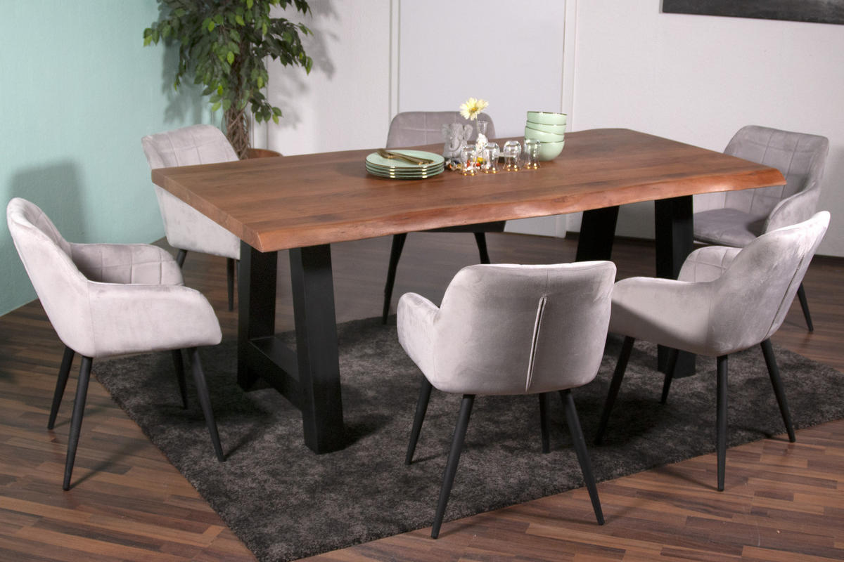ESSTISCH CALI - Schwarz/Braun, Holz/Metall (100/220/77cm) - SAM