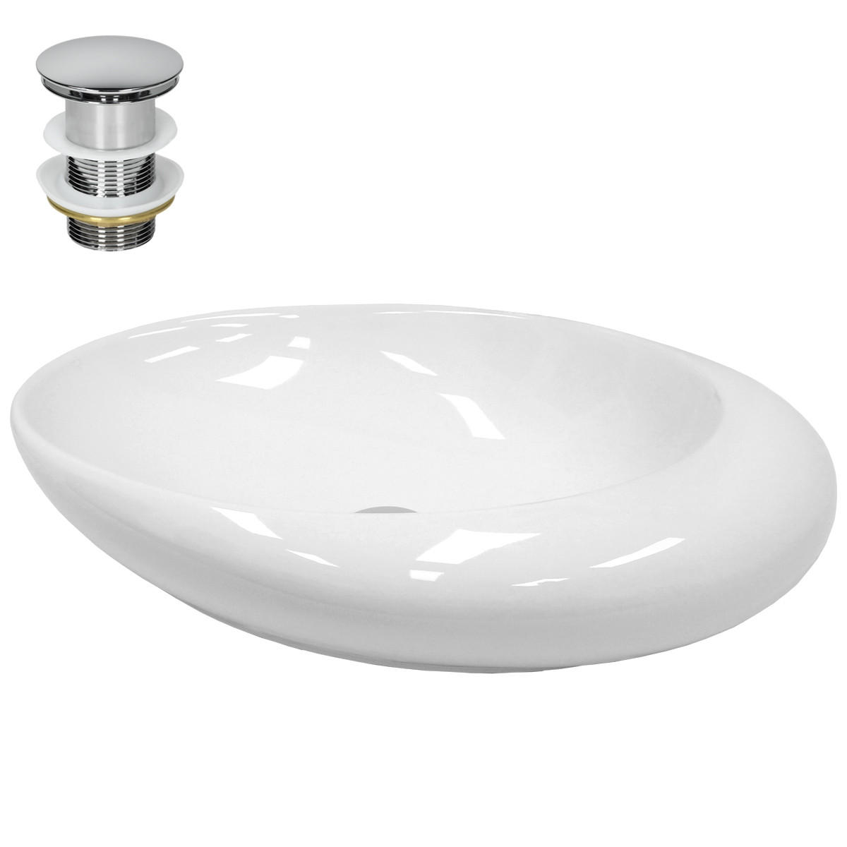 WASCHBECKEN - Weiß, Keramik (37.5/14.5/58.5cm) - LuxeBath