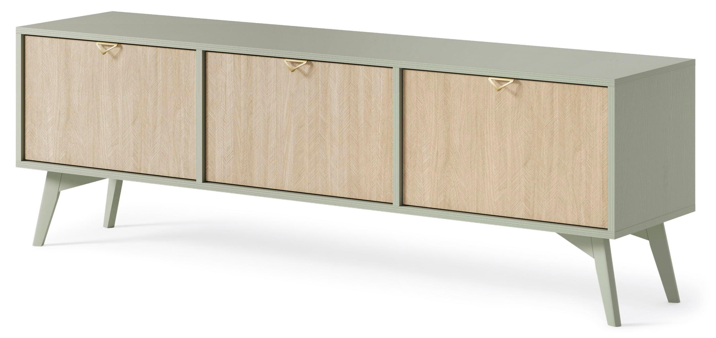TV-SCHRANK Tores 158x52x38 cm - Lowboard mit Stauraum - Tv Ständer aus Laminierter Spanplatte - Olive - Grün, Holzwerkstoff (144/55/37cm) - Chilly