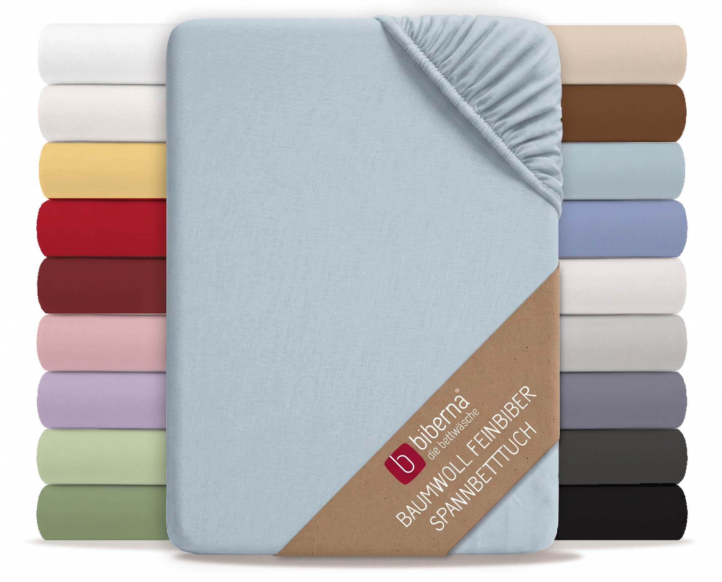 SPANNBETTTUCH Premium Biber taubenblau, 140x200 cm - 160x200 cm - Blaugrau, Textil (160/200cm) - biberna