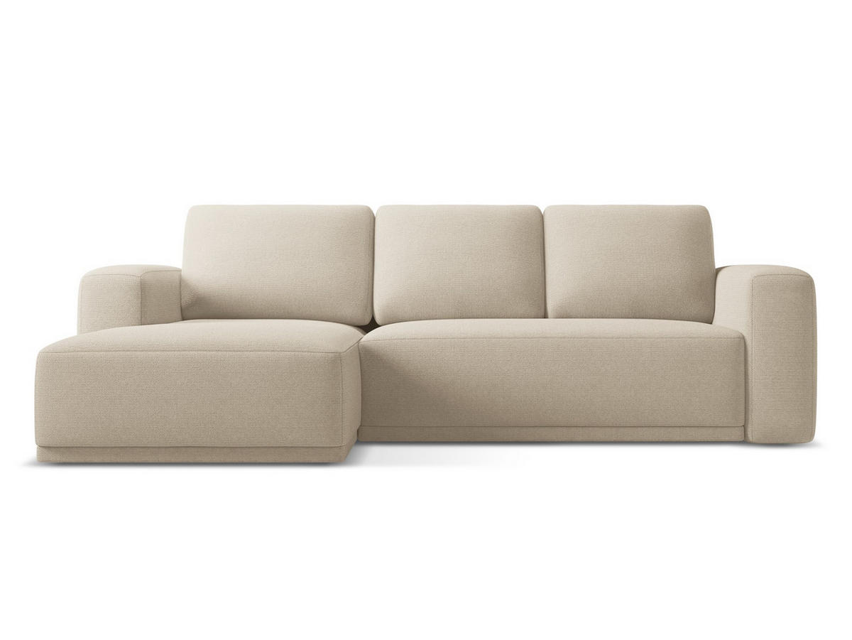 ECKSOFA mit Schlaffunktion Chenille Stoff Beige - Beige/Schwarz, Kunststoff/Textil (160/258cm) - Makamii